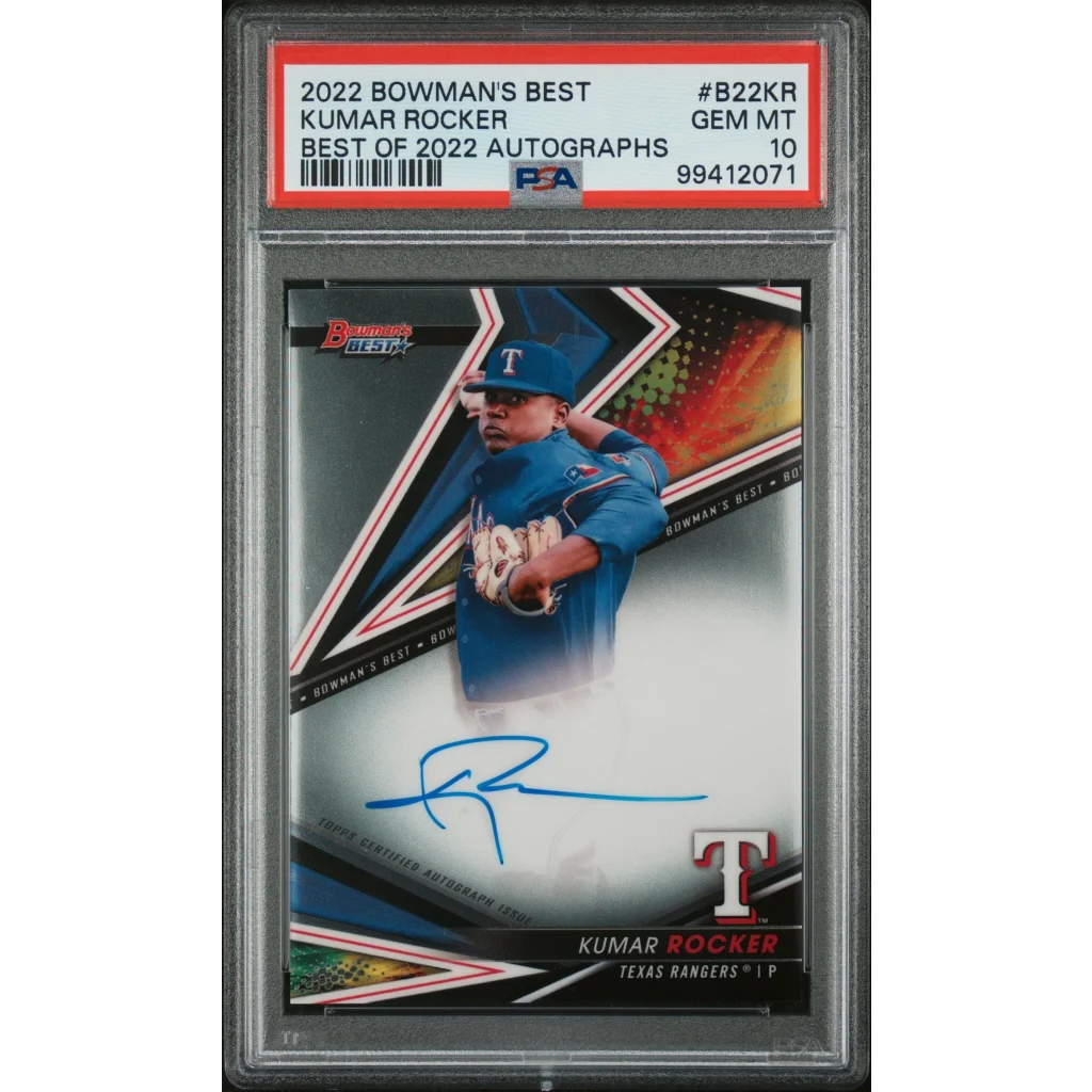 Graded 2022 Topps Bowmans Best Kumar Rocker #B22KR Best of 2022 Autographs Rookie RC Baseball Card PSA 10 Gem Mint | Hall of Fame Sports Memorabilia | vintageantiquesgifts.com