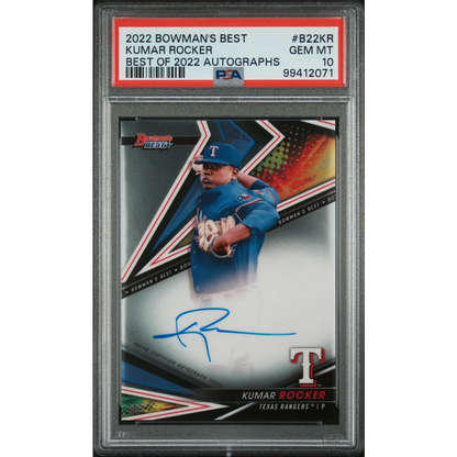 Graded 2022 Topps Bowmans Best Kumar Rocker #B22KR Best of 2022 Autographs Rookie RC Baseball Card PSA 10 Gem Mint | Hall of Fame Sports Memorabilia | vintageantiquesgifts.com