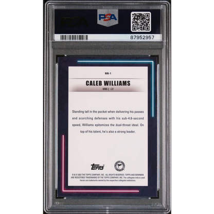 PSA Graded Caleb Williams Rookie Football Card showing a graded football trading card of Caleb Williams