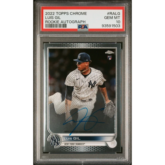 Graded 2022 Topps Chrome Luis Gil #RALG Rookie Autograph Rookie RC Baseball Card PSA 10 Gem Mint | Hall of Fame Sports Memorabilia | vintageantiquesgifts.com