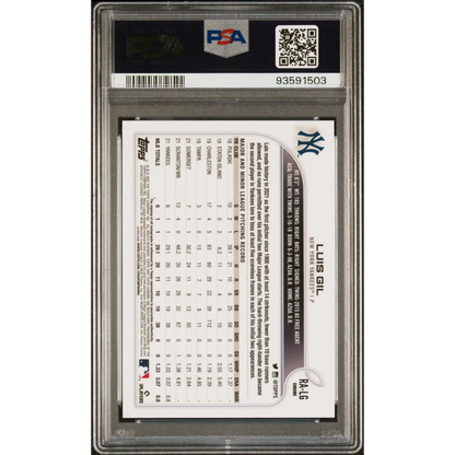 Graded PSA 10 2022 Topps Chrome Luis Gil Rookie Autograph Yankees RC