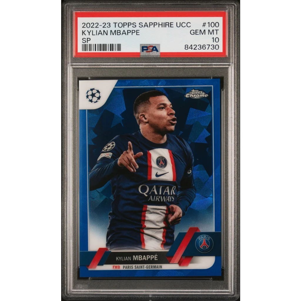 PSA 10 Kylian Mbappé Topps Sapphire card GEM MT 10 graded soccer collectible