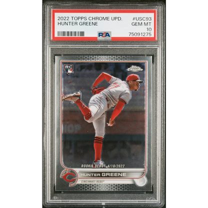 Graded 2022 Topps Chrome Update Hunter Greene Rookie Card in the Hunter Greene Rookie Card Survives Authentication Gauntlet product
