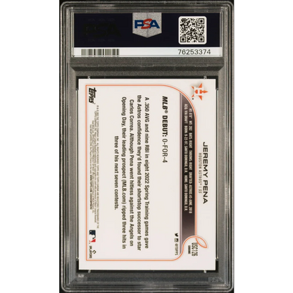 PSA graded Jeremy Peña 2022 Topps Chrome Purple Refractor baseball card for collectors