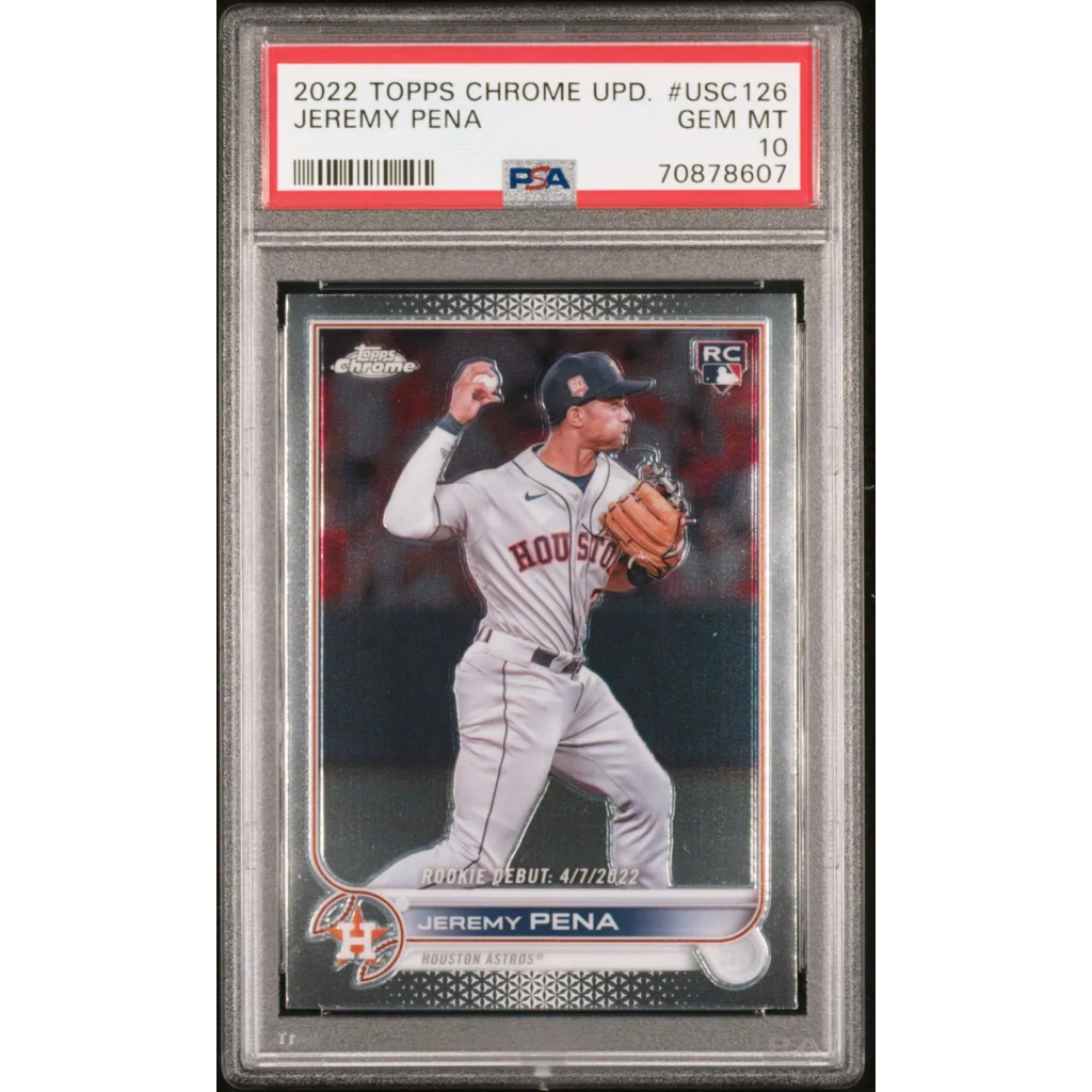 Graded 2022 Topps Chrome Update Jeremy Pena #USC126 Rookie RC Baseball Card PSA 10 Gem Mint | Hall of Fame Sports Memorabilia | vintageantiquesgifts.com