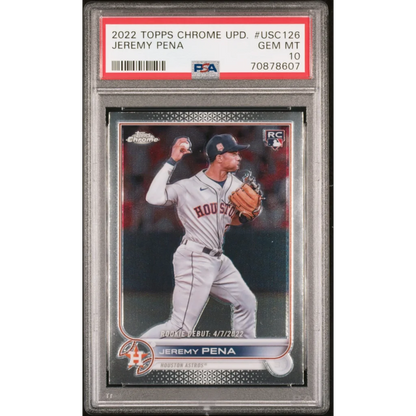 Graded 2022 Topps Chrome Update Jeremy Pena #USC126 Rookie RC Baseball Card PSA 10 Gem Mint | Hall of Fame Sports Memorabilia | vintageantiquesgifts.com