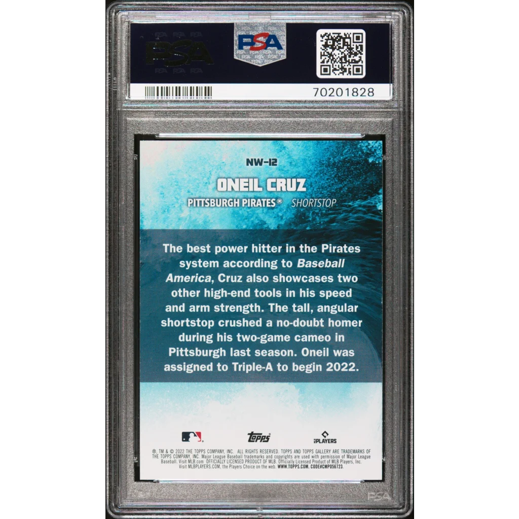 Graded 2022 Topps Gallery Oneil Cruz #NW12 Next Wave Rookie RC Baseball Card PSA 10 Gem Mint | PSA 10 Gem Mint Graded Rookie Card | vintageantiquesgifts.com