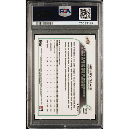 PSA Graded 2022 Topps Henry Davis Chrome Rookie Card in clear plastic case
