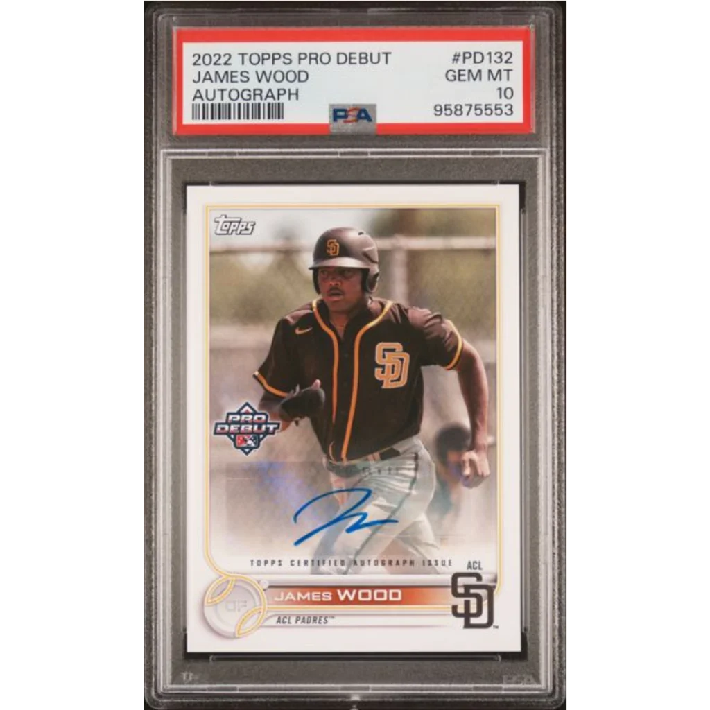 Graded 2022 Topps Pro Debut James Wood #PD132 Autograph PSA 10 Gem Mint