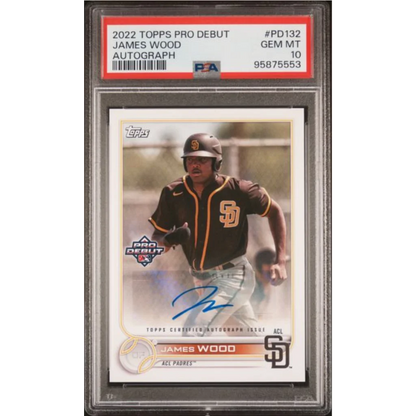Graded 2022 Topps Pro Debut James Wood #PD132 Autograph PSA 10 Gem Mint