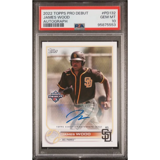 Graded 2022 Topps Pro Debut James Wood #PD132 Autograph Rookie RC Baseball Card PSA 10 Gem Mint | Hall of Fame Sports Memorabilia | vintageantiquesgifts.com