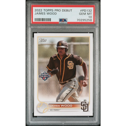 PSA Graded 2022 Topps Pro Debut James Wood Baseball Card front view