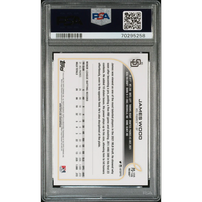 PSA graded 2022 Topps Pro Debut James Wood baseball card for collectors