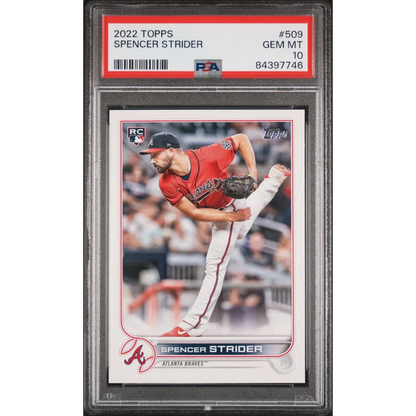 2022 Topps Spencer Strider rookie card PSA Gem Mint 10 grade product shot
