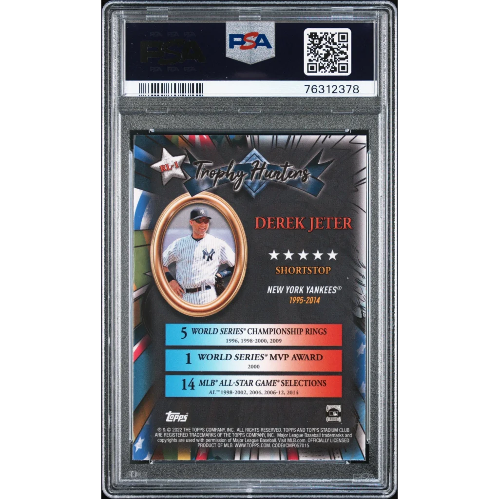 PSA graded Derek Jeter baseball card in slab for collectible trading card fans