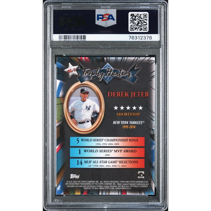 PSA graded Derek Jeter baseball card in slab for collectible trading card fans