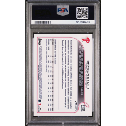 Graded 2022 Topps Update Bryson Stott #US224 Rookie RC Baseball Card PSA 10 Gem Mint | PSA 10 Gem Mint Graded Rookie Card | vintageantiquesgifts.com