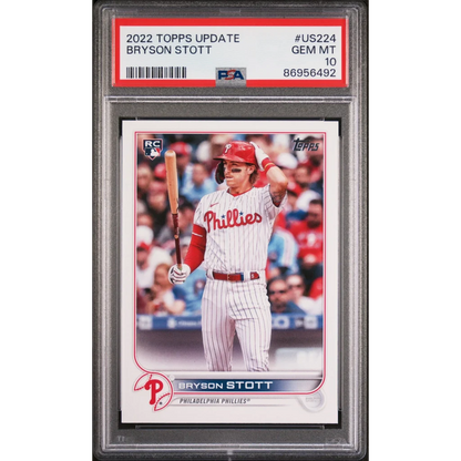 Graded 2022 Topps Update Bryson Stott #US224 Rookie RC Baseball Card PSA 10 Gem Mint | Hall of Fame Sports Memorabilia | vintageantiquesgifts.com