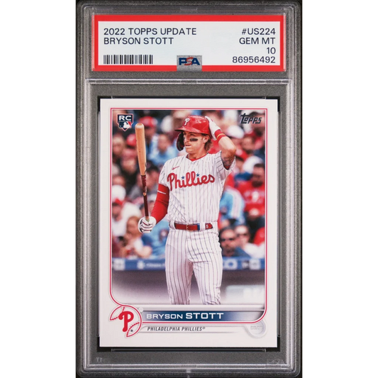 Graded 2022 Topps Update Bryson Stott #US224 Rookie RC Baseball Card PSA 10 Gem Mint | Hall of Fame Sports Memorabilia | vintageantiquesgifts.com