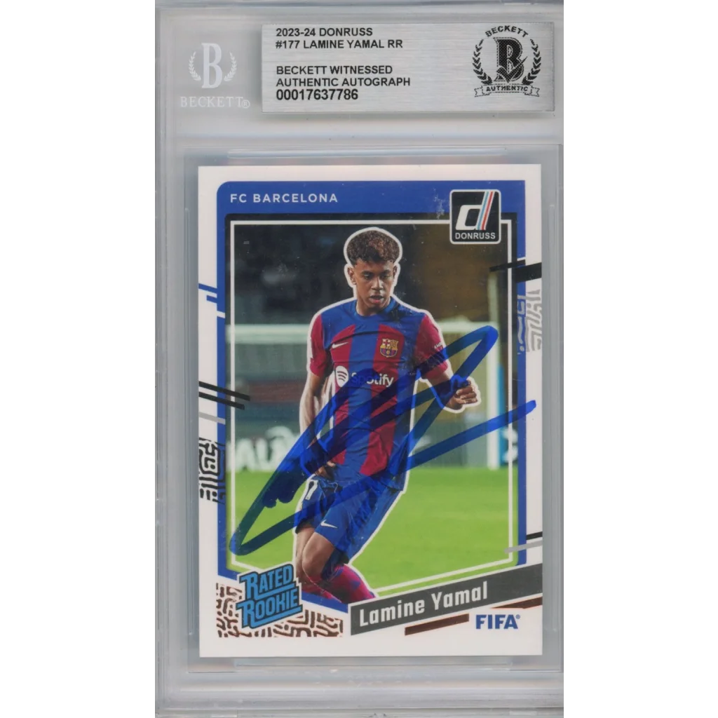 Graded 2023-24 Panini Donruss Lamine Yamal #RR Rated Rookie Signed Rookie RC Soccer Card Beckett BAS BGS Auto Auth Authentic COA | Hall of Fame Sports Memorabilia | vintageantiquesgifts.com