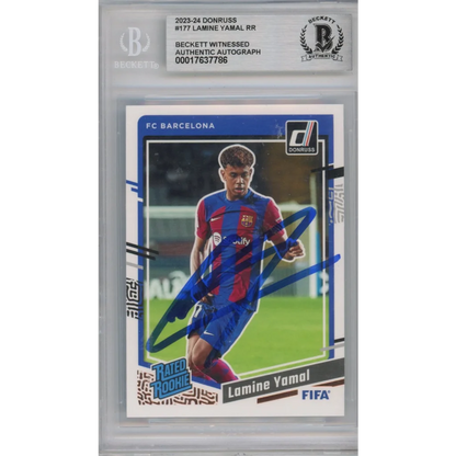Graded 2023-24 Panini Donruss Lamine Yamal #RR Rated Rookie Signed Rookie RC Soccer Card Beckett BAS BGS Auto Auth Authentic COA | Hall of Fame Sports Memorabilia | vintageantiquesgifts.com