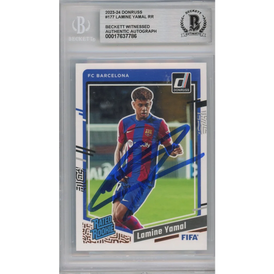 Graded 2023-24 Panini Donruss Lamine Yamal #RR Rated Rookie Signed Rookie RC Soccer Card Beckett BAS BGS Auto Auth Authentic COA | Hall of Fame Sports Memorabilia | vintageantiquesgifts.com