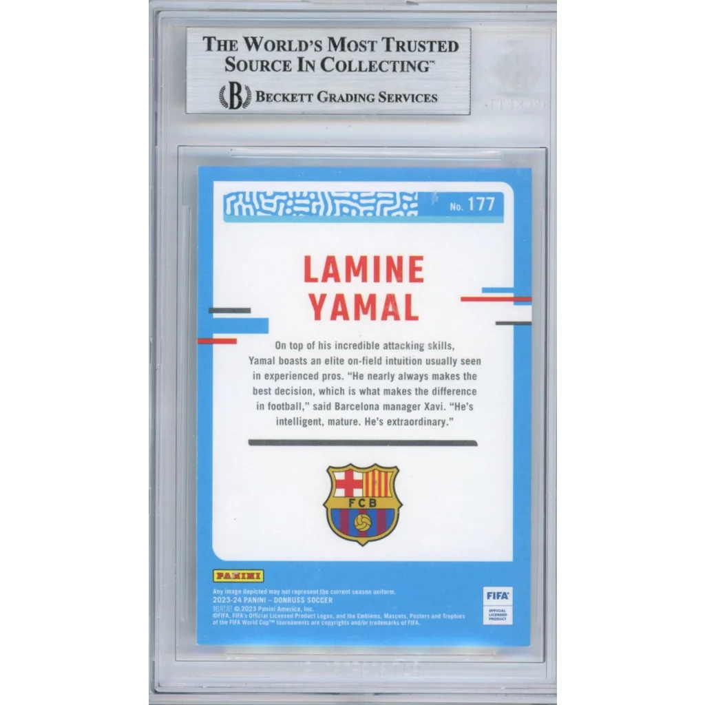 Graded 2023-24 Panini Donruss Lamine Yamal #RR Rated Rookie Signed Rookie RC Soccer Card Beckett BAS BGS Auto Auth Authentic COA | Certified Authentic Signed Memorabilia | vintageantiquesgifts.com