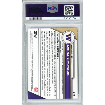 Graded 2023 Bowman U Chrome Michael Penix Jr. #141 Rookie RC PSA 10
