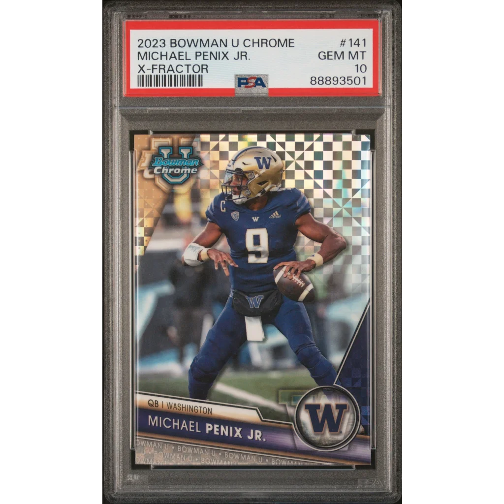 Graded 2023 Bowman U Chrome Michael Penix Jr. #141 Xfractor Rookie RC Football Card PSA 10 Gem Mint | Hall of Fame Sports Memorabilia | vintageantiquesgifts.com