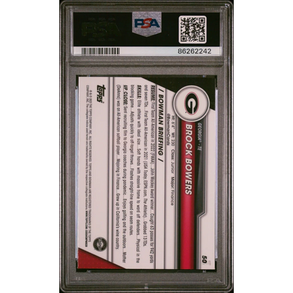 Graded 2023 Bowman U Sapphire Brock Bowers #50 Rookie RC Football Card PSA 10 Gem Mint | PSA 10 Gem Mint Graded Rookie Card | vintageantiquesgifts.com