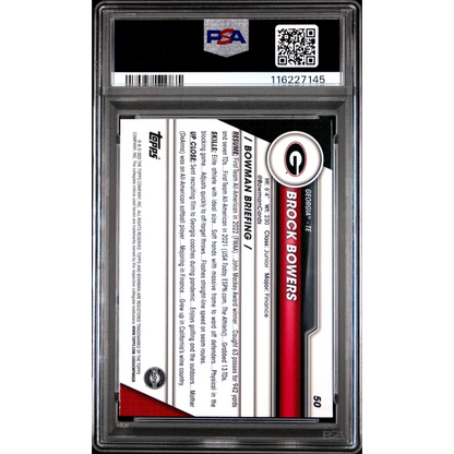 Graded 2023 Bowman U Sapphire Brock Bowers #50 Rookie RC Football Card PSA 9 Mint | PSA 9 Mint Graded Rookie Card | vintageantiquesgifts.com