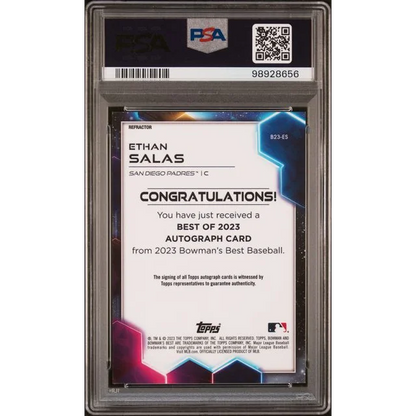 Graded 2023 Bowman's Best Ethan Salas #B23ES Best of 2023 Auto Refractor Rookie RC Baseball Card PSA 9 Mint | PSA 9 Mint Graded Rookie Card | vintageantiquesgifts.com