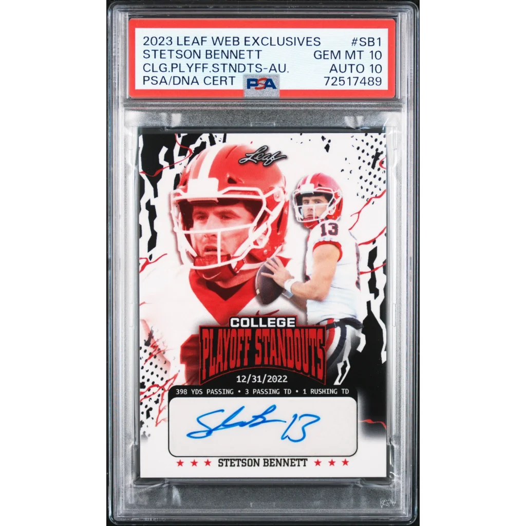 Graded 2023 Leaf Stetson Bennett #SB1 Autographed Rookie PSA 10 Gem Mint