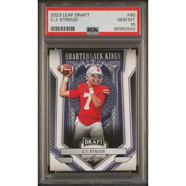 High-quality PSA graded C J Stroud football trading card in Treasure display