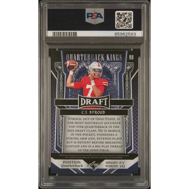 Graded 2023 Leaf Draft CJ Stroud #90 Rookie RC Football Card PSA 10 Gem Mint | PSA 10 Gem Mint Graded Rookie Card | vintageantiquesgifts.com