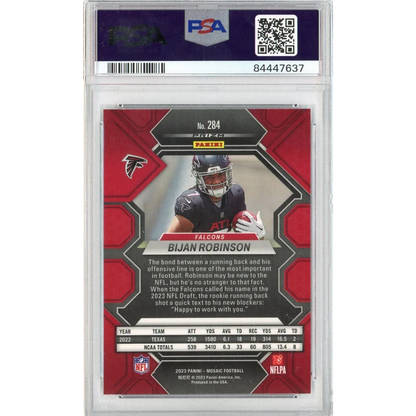 PSA graded Bijan Robinson rookie card displayed in PSA Graded Bijan Robinson Rookie Card Authenticated product