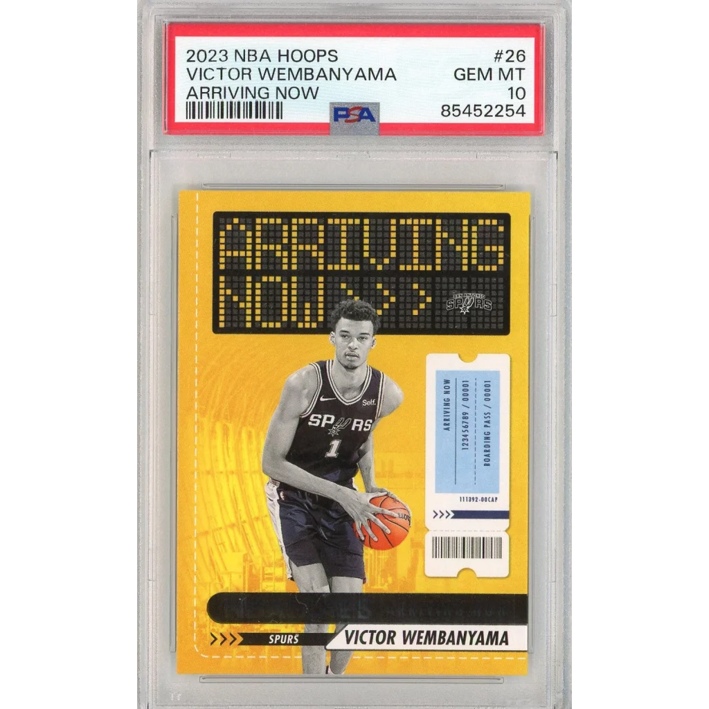 Graded 2023 NBA Hoops Victor Wembanyama #26 Arriving Now Rookie RC Basketball Card PSA 10 Gem Mint | Hall of Fame Sports Memorabilia | vintageantiquesgifts.com