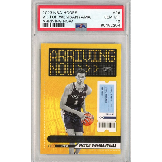Graded 2023 NBA Hoops Victor Wembanyama #26 Arriving Now Rookie RC Basketball Card PSA 10 Gem Mint | Hall of Fame Sports Memorabilia | vintageantiquesgifts.com