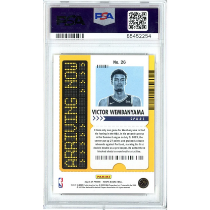 Graded 2023 NBA Hoops Victor Wembanyama #26 Arriving Now Rookie RC Basketball Card PSA 10 Gem Mint | PSA 10 Gem Mint Graded Rookie Card | vintageantiquesgifts.com