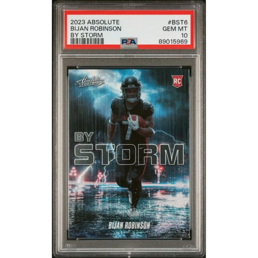 Graded 2023 Panini Absolute Bijan Robinson #BST6 By Storm Rookie RC Football Card PSA 10 Gem Mint | Hall of Fame Sports Memorabilia | vintageantiquesgifts.com