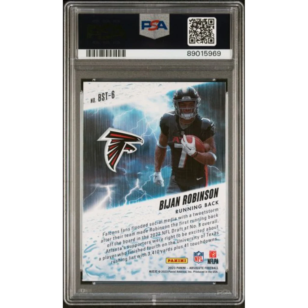 Graded PSA 10 2023 Panini Absolute Bijan Robinson #BST6 Rookie Falcons RC