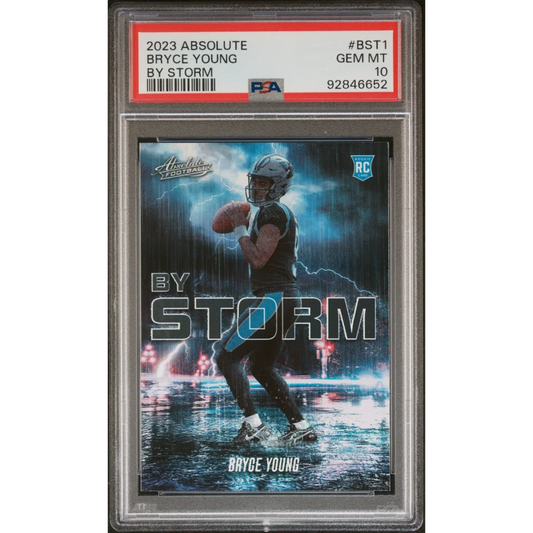 2023 Bryce Young Absolute By Storm rookie card graded PSA GEM MT 10 by Professional Sports Authenticator