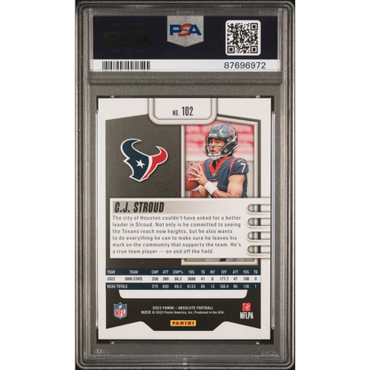Graded 2023 Panini Absolute CJ Stroud #102 Rookie RC Football Card PSA 10 Gem Mint | PSA 10 Gem Mint Graded Rookie Card | vintageantiquesgifts.com