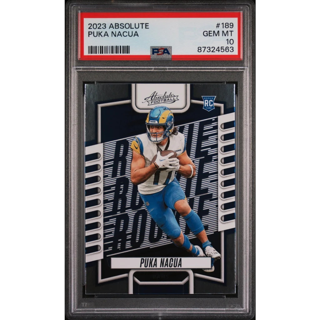 Graded 2023 Panini Absolute Puka Nacua #189 Rookie RC Football Card PSA 10 Gem Mint | Hall of Fame Sports Memorabilia | vintageantiquesgifts.com