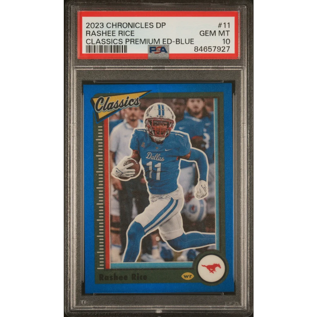 Graded 2023 Panini Chronicles DP Rashee Rice #11 Classics Premium Edition Blue #/99 Rookie RC Football Card PSA 10 Gem Mint | Hall of Fame Sports Memorabilia | vintageantiquesgifts.com