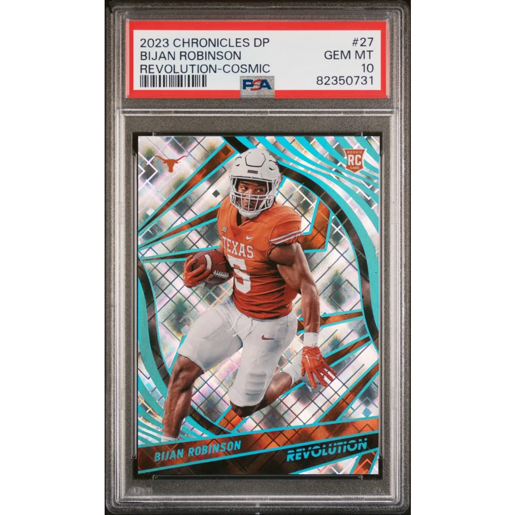 Graded PSA 10 2023 Panini Chronicles Bijan Robinson Revolution Cosmic RC #/99