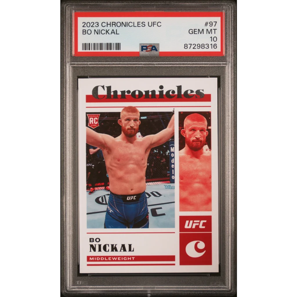 Graded PSA 10 Gem Mint 2023 Panini Chronicles UFC Bo Nickal #97 Rookie Card