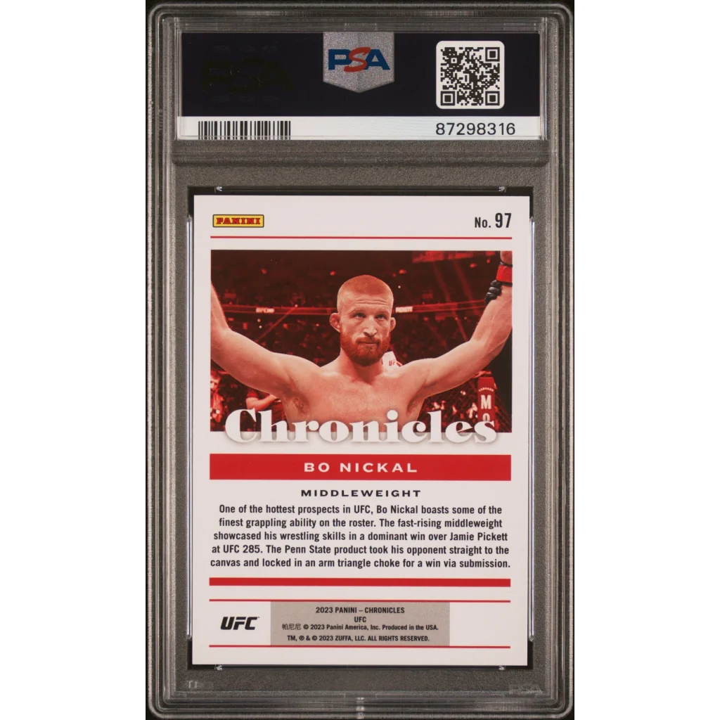 PSA 10 Graded 2023 Panini Chronicles UFC Bo Nickal Rookie Card #97