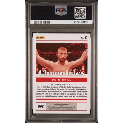 PSA 10 Graded 2023 Panini Chronicles UFC Bo Nickal Rookie Card #97