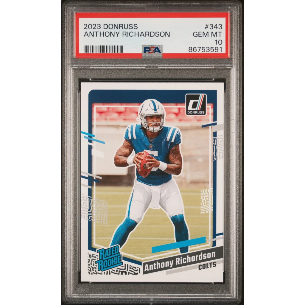 Graded 2023 Panini Donruss Anthony Richardson #343 Rookie RC Football Card PSA 10 Gem Mint | Hall of Fame Sports Memorabilia | vintageantiquesgifts.com